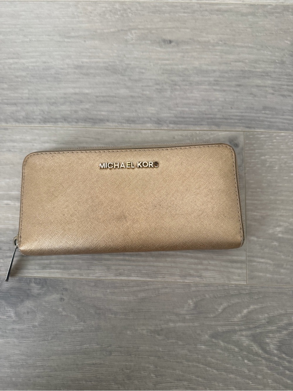 Michael Kors Metallic Champagne Zip-Around Continental Wallet